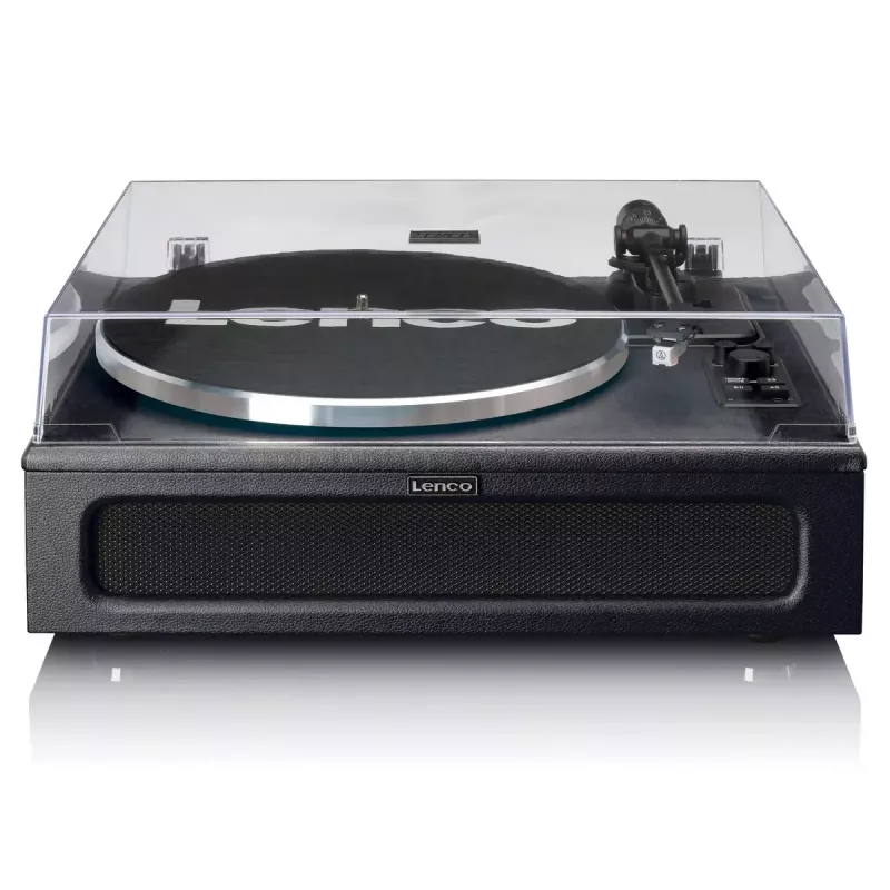 Lenco LS-430BK platenspeler met riemaandrijving en 4 ingebouwde luidsprekers, Bluetooth, 40 W, 33/45 tpm, zwart