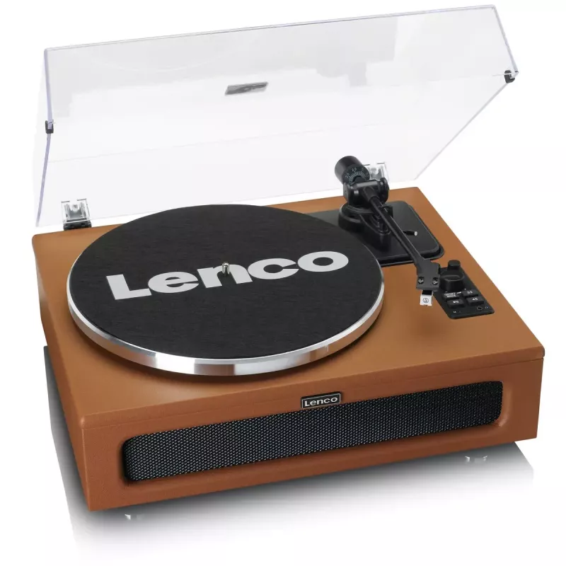 Riem aangedreven audioplatenspeler Lenco LS-430BN bruin handmatig 3-4 g naaldkracht