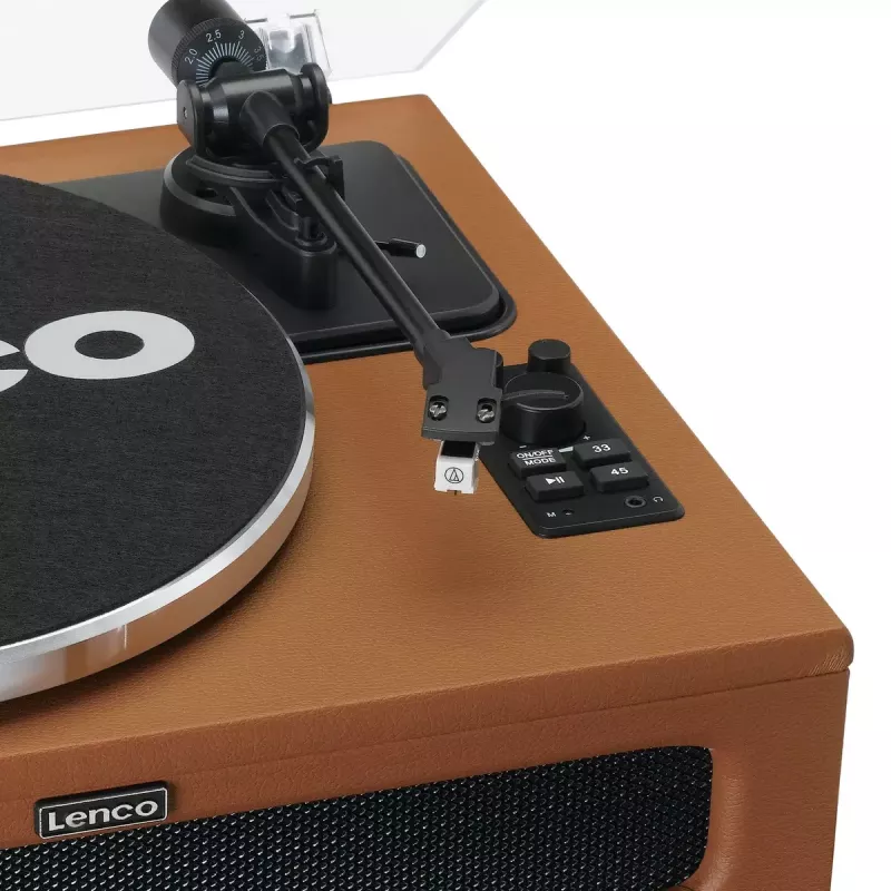 Riem aangedreven audioplatenspeler Lenco LS-430BN bruin handmatig 3-4 g naaldkracht