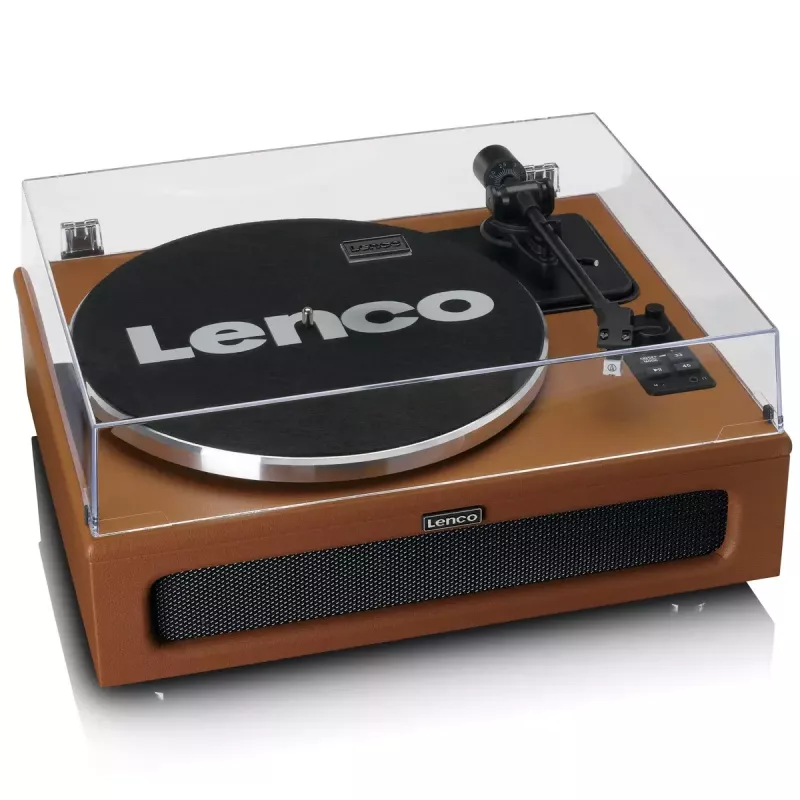 Riem aangedreven audioplatenspeler Lenco LS-430BN bruin handmatig 3-4 g naaldkracht