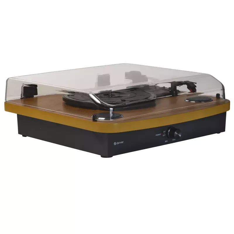 Denver VPL-230LW zwart hout halfautomatische platenspeler 2W RMS