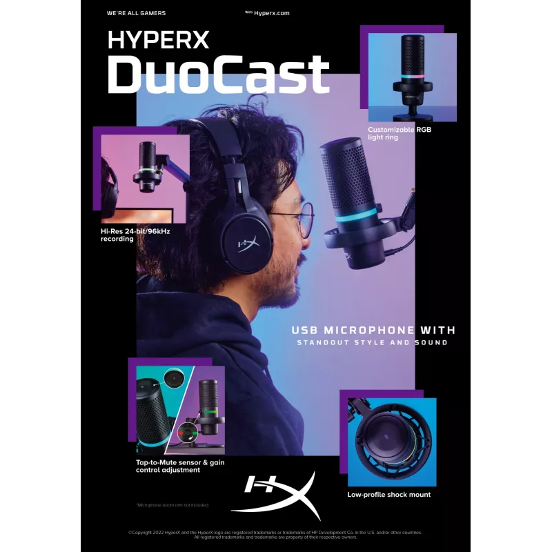 HyperX DuoCast - USB-microfoon (zwart) - RGB-verlichting