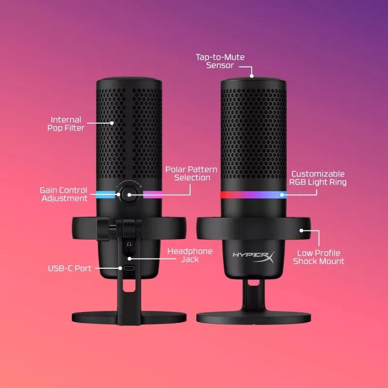 HyperX DuoCast - USB-microfoon (zwart) - RGB-verlichting