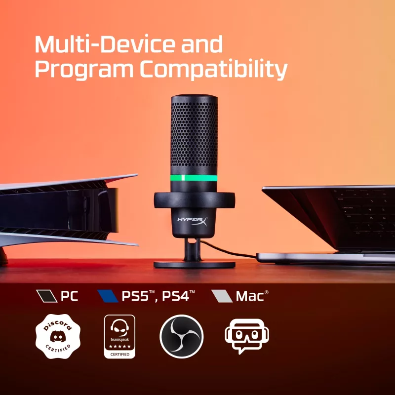 HyperX DuoCast - USB-microfoon (zwart) - RGB-verlichting