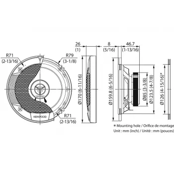 Kenwood KFC-S1676EX autoluidspreker rond 3-weg 330 W 2 stuks