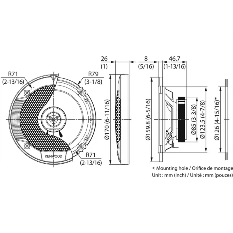 Kenwood KFC-S1676EX autoluidspreker rond 3-weg 330 W 2 stuks