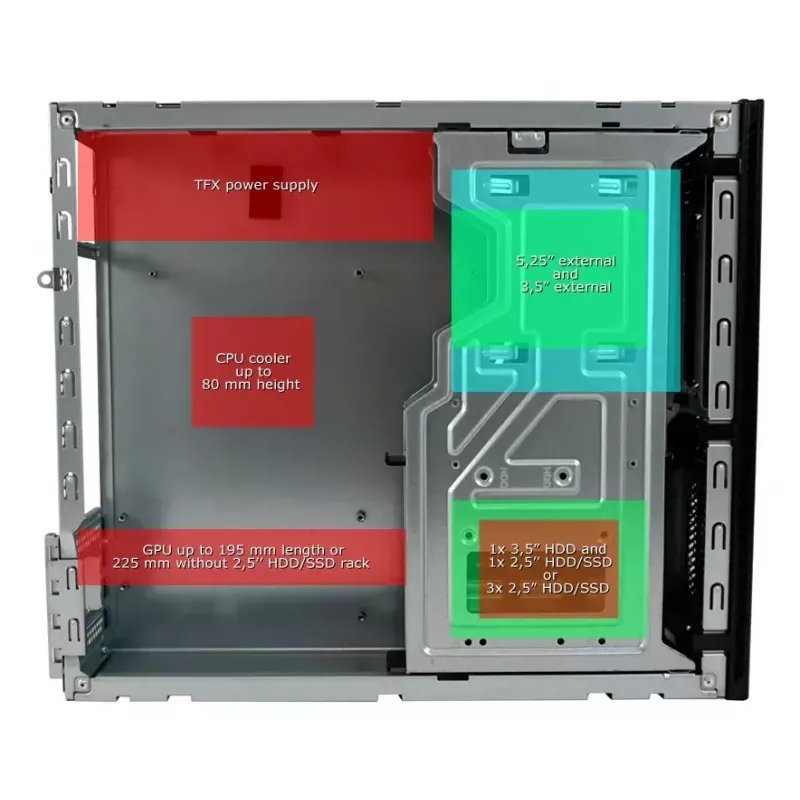 PC-behuizing LC-Power LC-1406MB-TFX-ON micro-tower zwart