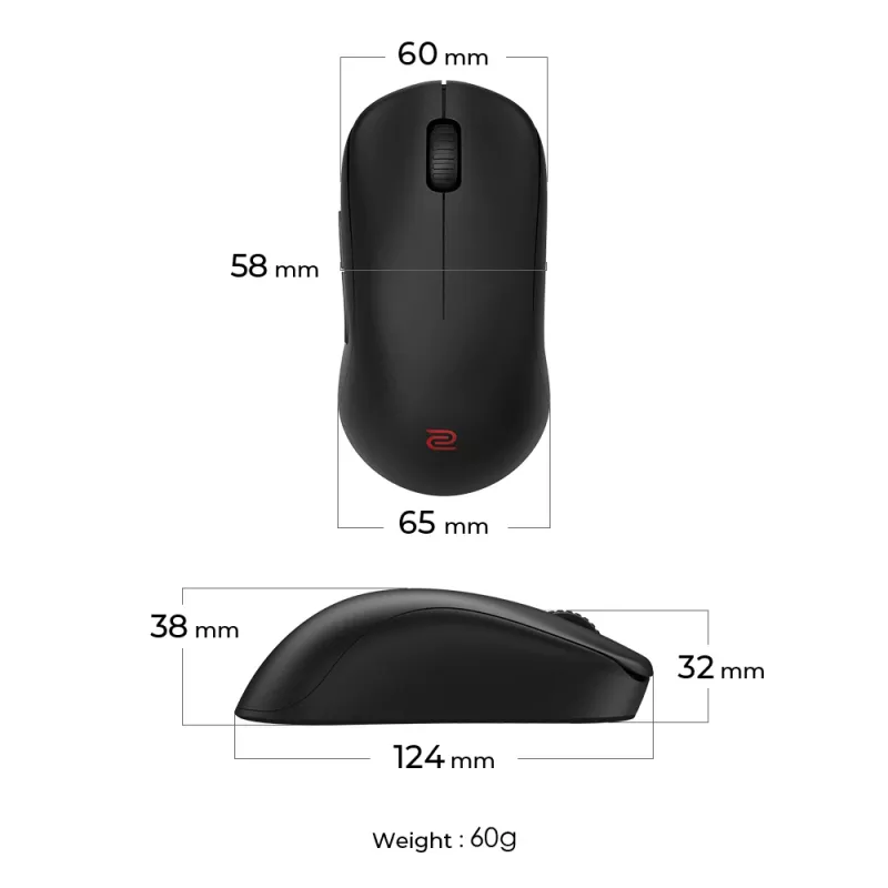 ZOWIE U2 gaming-muis ambidexter RF draadloos optisch 3200 dpi