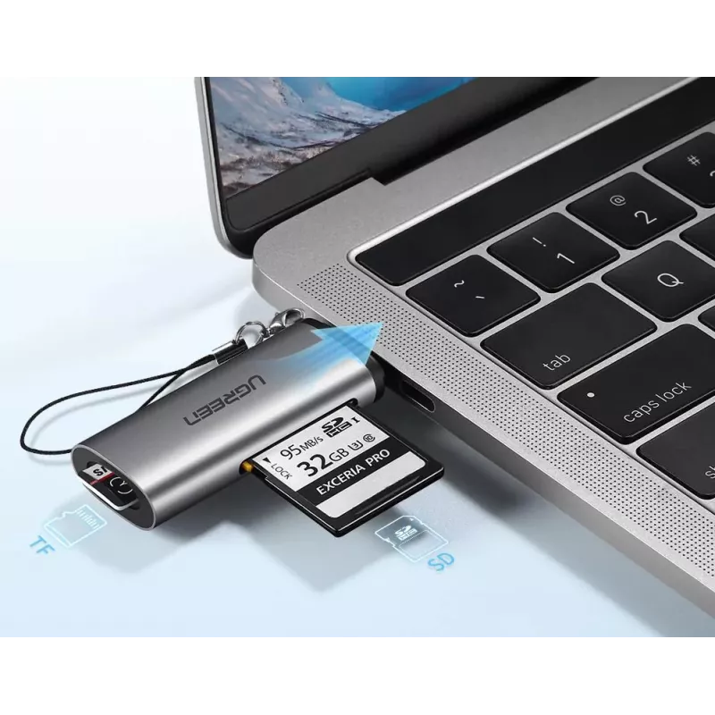 Ugreen 50704 kaartlezer USB 3.2 Gen 1 (3.1 Gen 1) Type-C grijs