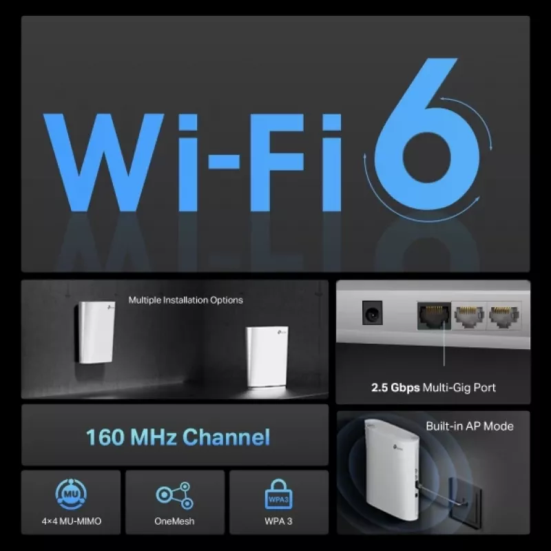 TP-Link AX6000 Mesh Wi-Fi 6 wit 1000, 2500 Mbit/s