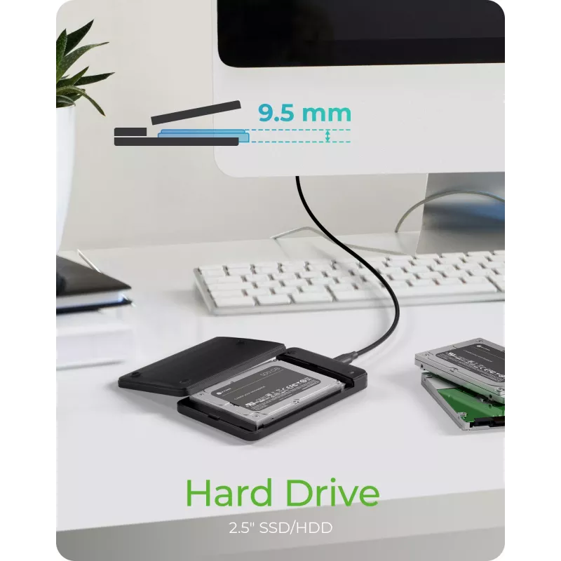 ICY BOX IB-201T-CU31 SSD-behuizing zwart 2,5 inch