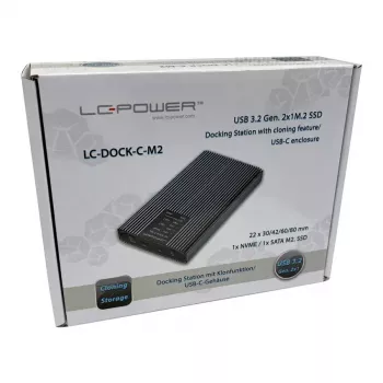 LC-Power LC-DOCK-C-M2 USB 3.2-dockingstation voor M.2 NVMe- en SATA-SSD's