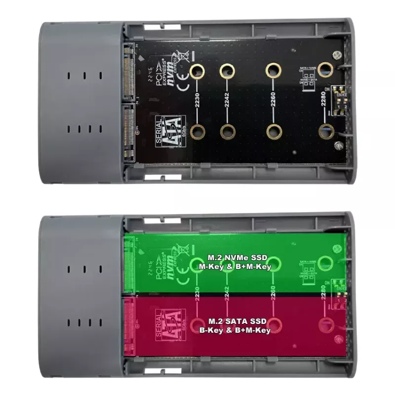 LC-Power LC-DOCK-C-M2 USB 3.2-dockingstation voor M.2 NVMe- en SATA-SSD's