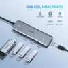 UGREEN 70336 (CM219) USB-C-naar-4x-USB 3.0-hub, 5 Gbps, OTG, USB-C-voedingspoort, 15 cm kabel, grijs