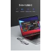 UGREEN 70336 (CM219) USB-C-naar-4x-USB 3.0-hub, 5 Gbps, OTG, USB-C-voedingspoort, 15 cm kabel, grijs