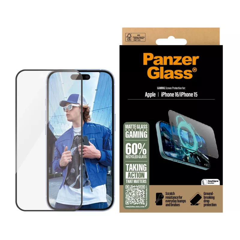 PanzerGlass ® Gaming screenprotector iPhone 16 | 15 | Ultra-Wide Fit