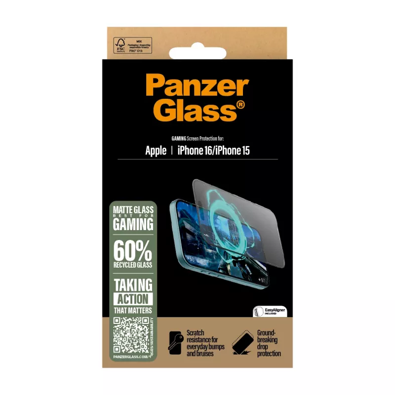 PanzerGlass ® Gaming screenprotector iPhone 16 | 15 | Ultra-Wide Fit