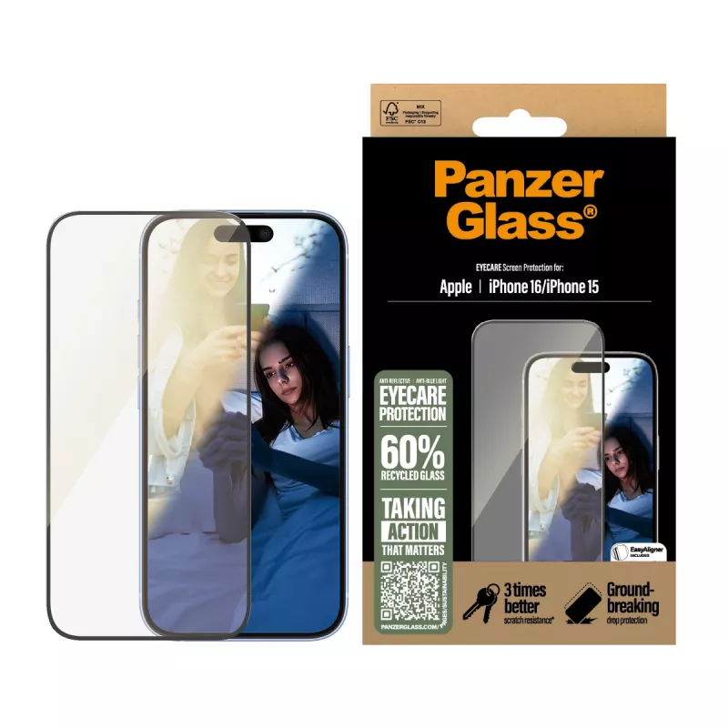 EyeCare schermbescherming PanzerGlass iPhone '24 6,1 inch | 15 | Ultra-Wide Fit