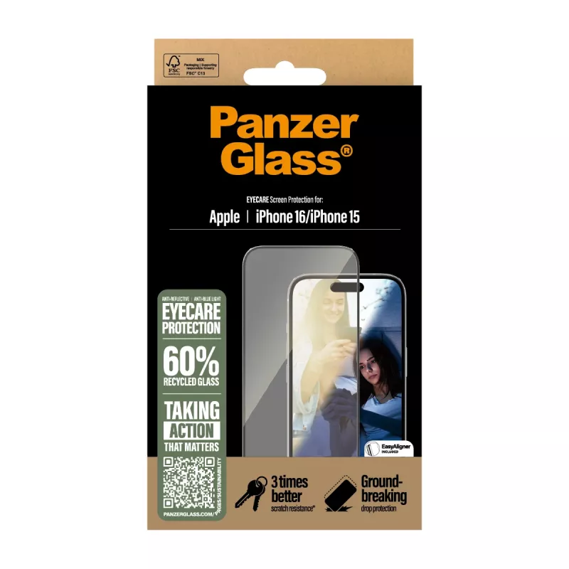 EyeCare schermbescherming PanzerGlass iPhone '24 6,1 inch | 15 | Ultra-Wide Fit