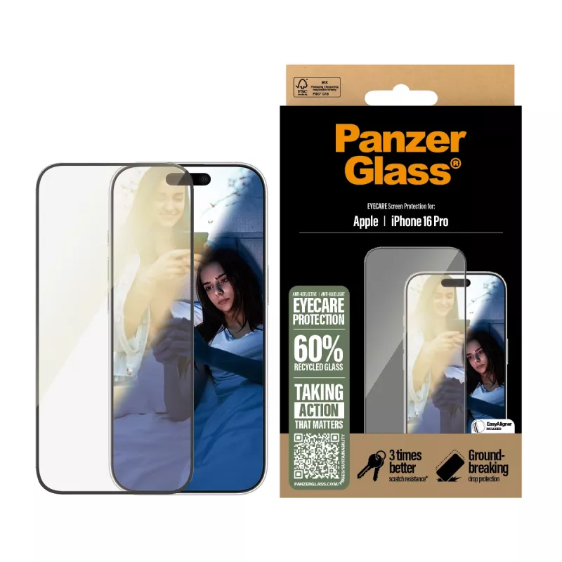 PanzerGlass EyeCare schermbescherming iPhone '24 6.3 inch Pro Ultra-Wide Fit
