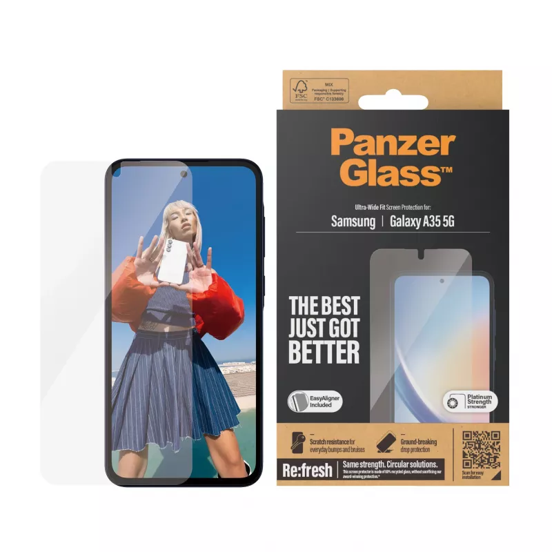 PanzerGlass® schermbescherming Samsung Galaxy A35 5G | Ultra-Wide Fit met EasyAligner