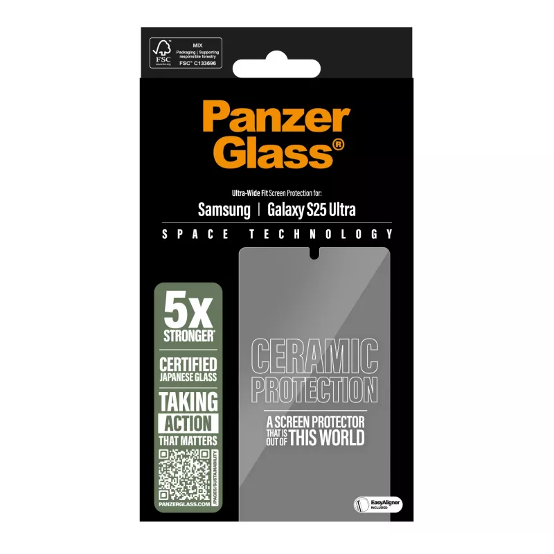 PanzerGlass ® Ceramic screenprotector Samsung Galaxy S25 Ultra | Ultra-Wide Fit met EasyAligner