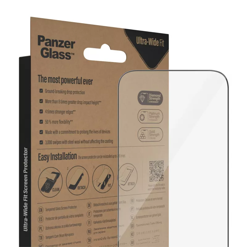 PanzerGlass schermbescherming voor Apple iPhone 14 Pro Ultra-Wide Fit krasbestendig schokbestendig