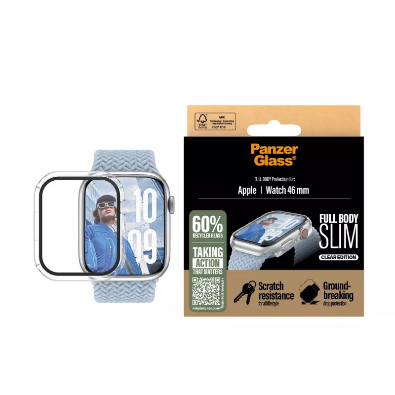 PanzerGlass ® Case Full Body slank transparant Apple Watch Series 11 | 10 | 46mm