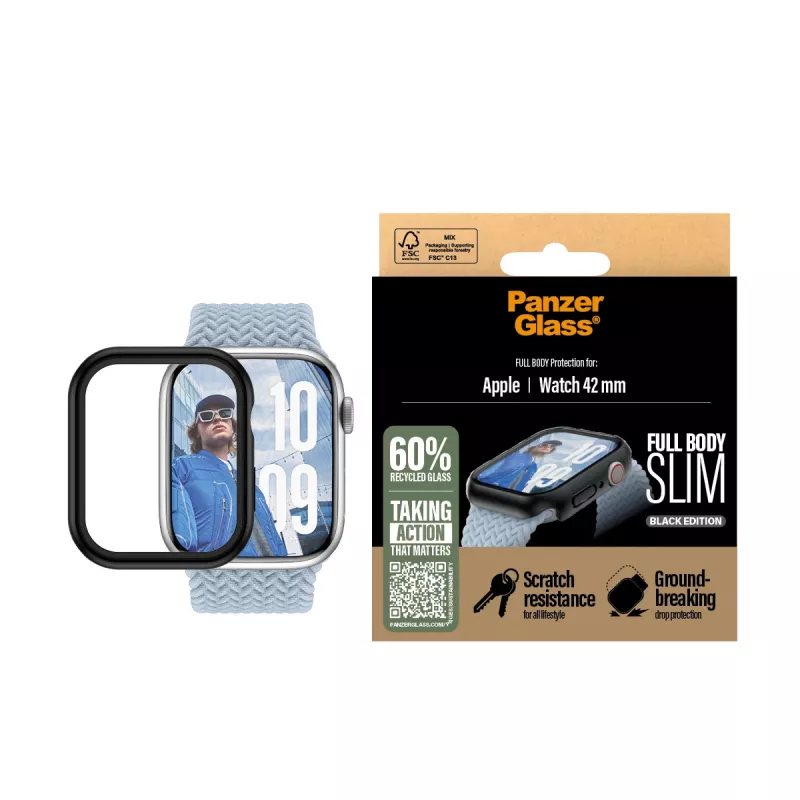 Schermbescherming PanzerGlass Snappie Full Body slank zwart Apple Watch Series 10 42mm