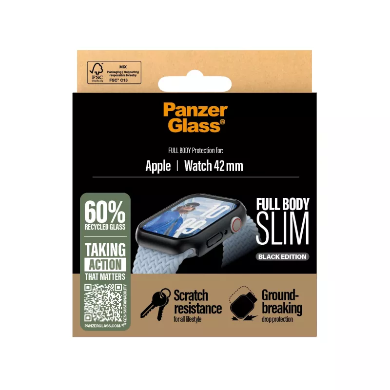 Schermbescherming PanzerGlass Snappie Full Body slank zwart Apple Watch Series 10 42mm