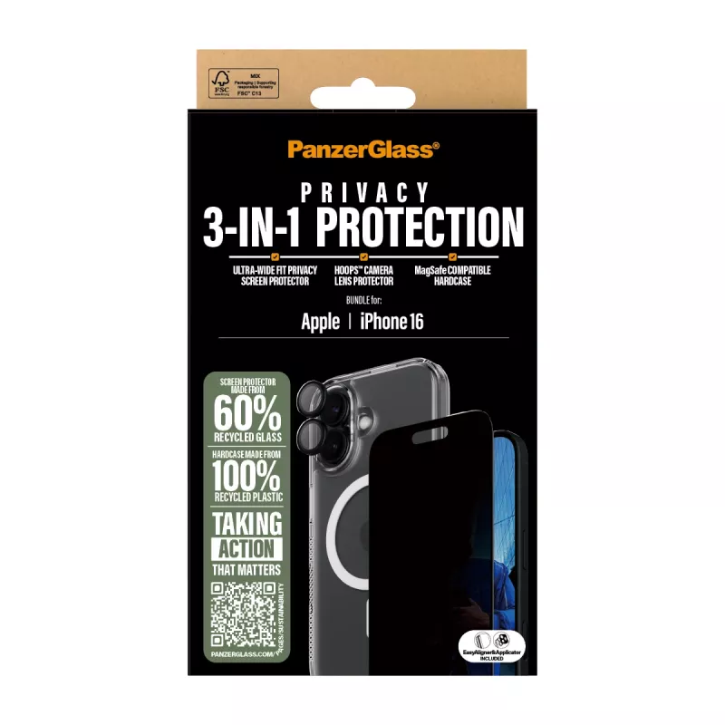 PanzerGlass 3-in-1 privacybeschermingsbundel iPhone '24 6.1