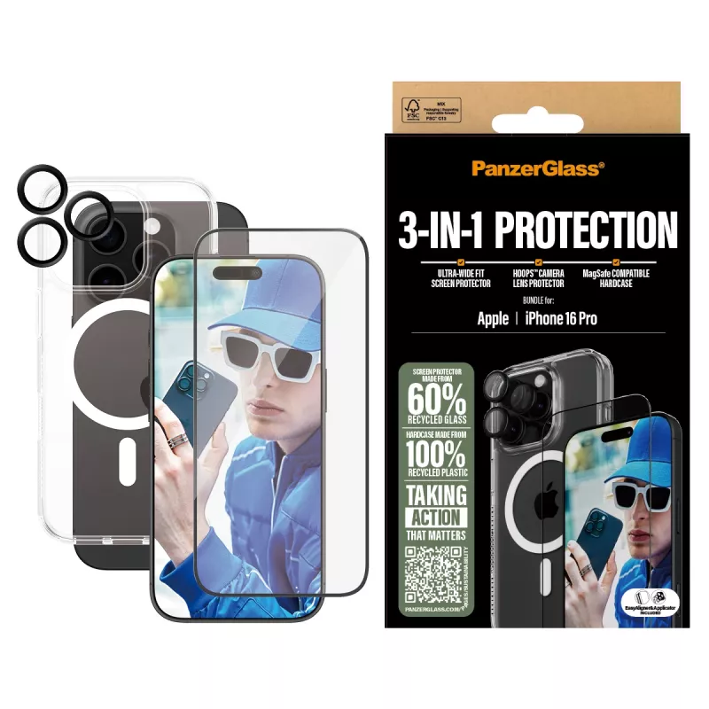 3-in-1 beschermpakket PanzerGlass iPhone '24 6,3 inch Pro
