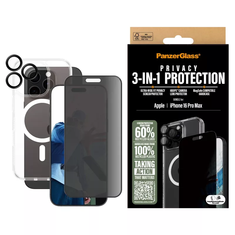 PanzerGlass ® 3-in-1 privacybundel iPhone 16 Pro Max