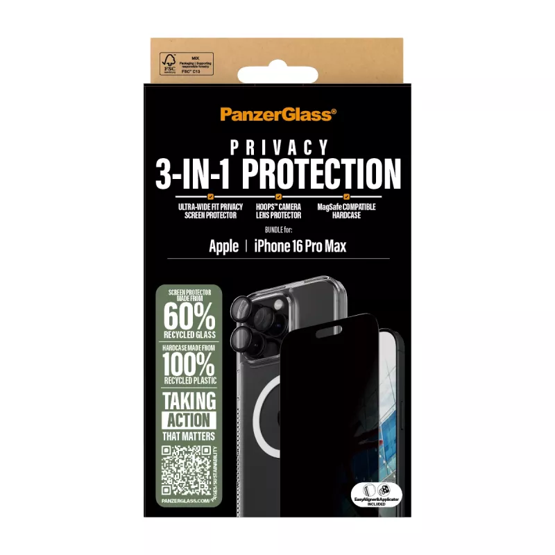 PanzerGlass ® 3-in-1 privacybundel iPhone 16 Pro Max
