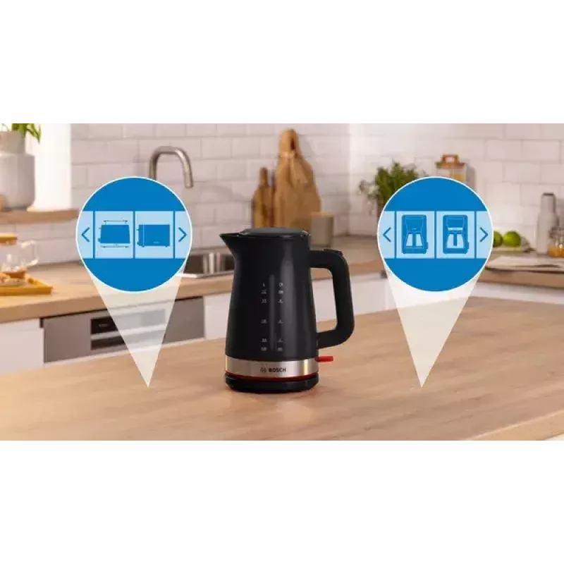 Waterkoker Bosch TWK4M223 1,7 l, 2400 W, zwart, draadloos, verborgen verwarmingselement