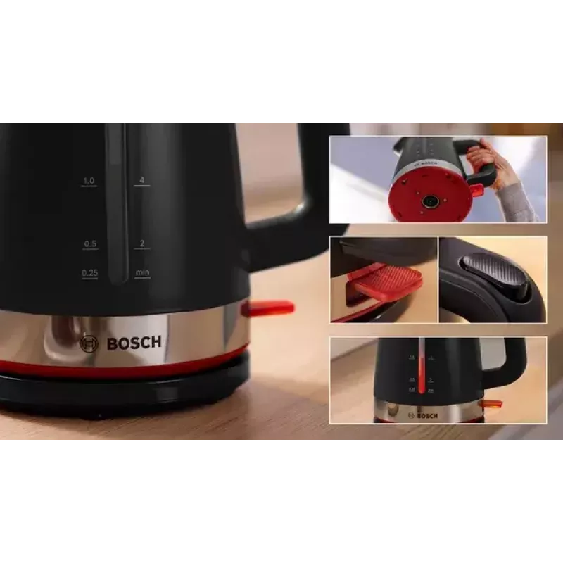 Waterkoker Bosch TWK4M223 1,7 l, 2400 W, zwart, draadloos, verborgen verwarmingselement