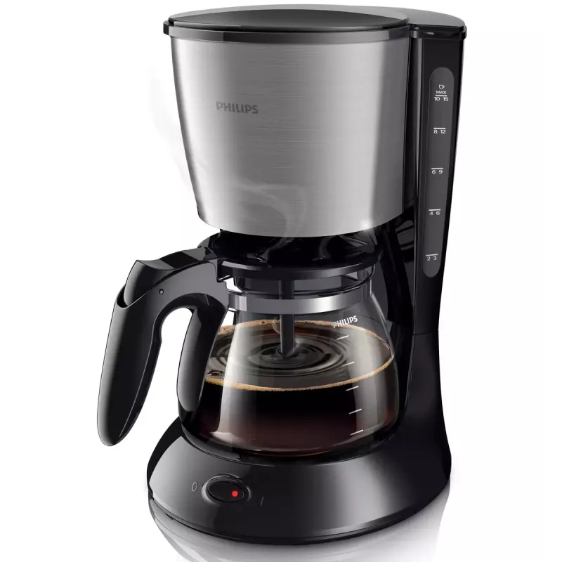 Philips Daily Collection HD7462/20 koffiezetapparaat, 15 kopjes, glazen kan, zwart/metaal