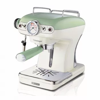 Ariete 1389 Vintage espressomachine - espressomachine voor gemalen koffie of ESE-pads, in pastelgroene kleur