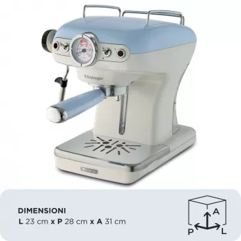 Ariete 1389 Vintage espressomachine - espressomachine voor koffiepoeder of ESE-pads, in pastelblauw
