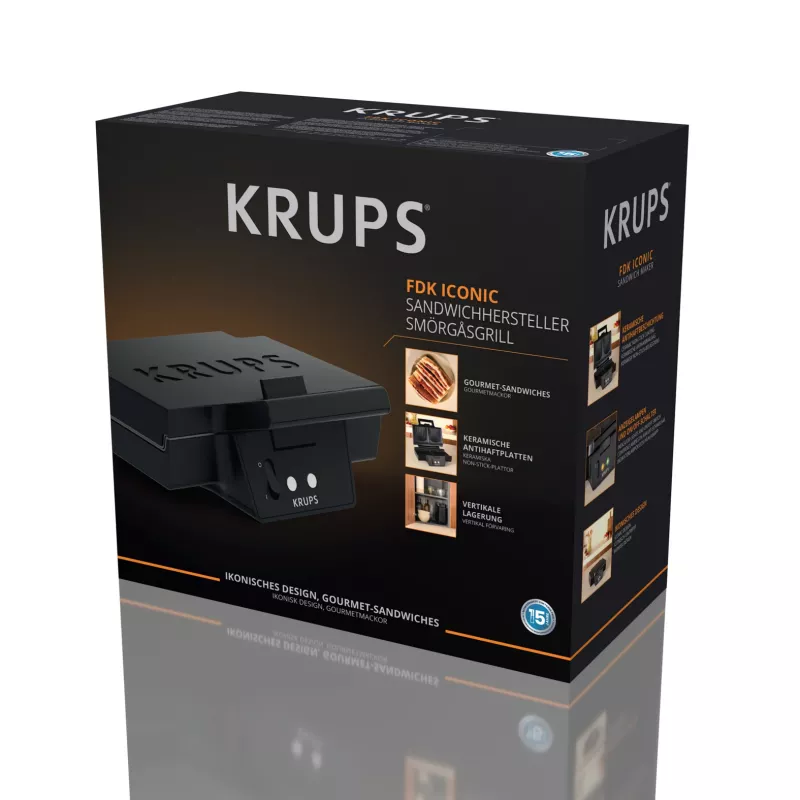 Krups FDK Iconic FDK462 sandwichmaker 850 W zwart