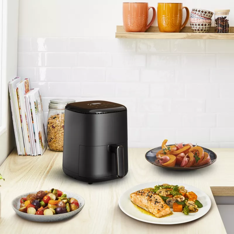 Heteluchtfriteuse Tefal Easy Fry EY145810 — 3 L inhoud, 1300 W, touchbediening, lcd-display, zwart