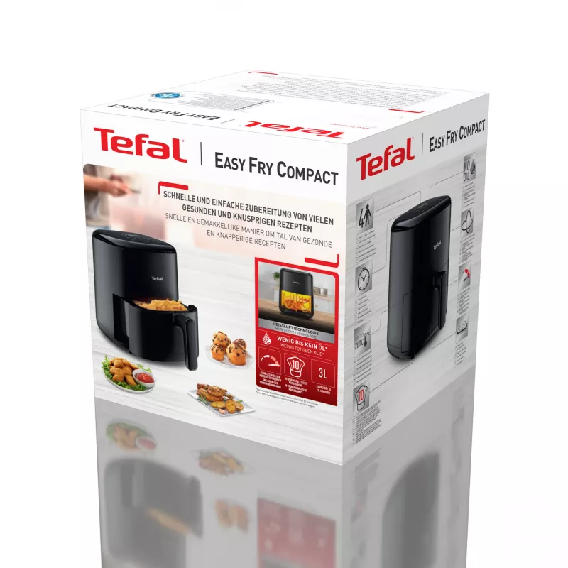 Heteluchtfriteuse Tefal Easy Fry EY145810 — 3 L inhoud, 1300 W, touchbediening, lcd-display, zwart