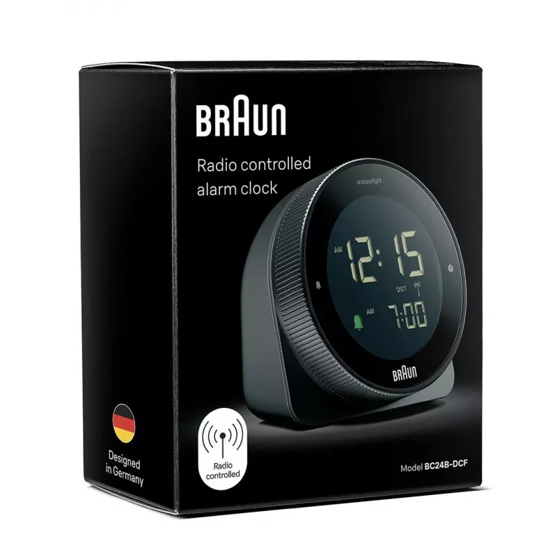 Radiografische wekker BRAUN BC 24 B DCF zwart – radiografisch gestuurde wekker met digitaal display