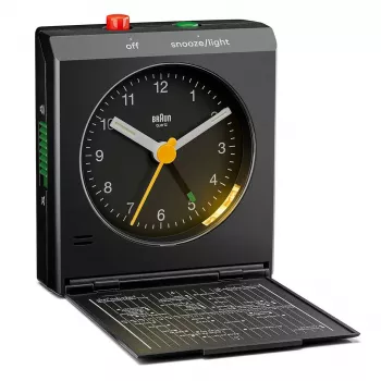 Wekker BRAUN BC 05 B quartz opvouwbaar zwart — compacte reiswekker