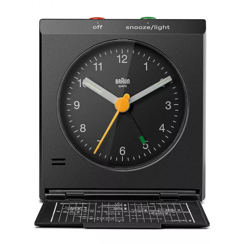 Wekker BRAUN BC 05 B quartz opvouwbaar zwart — compacte reiswekker