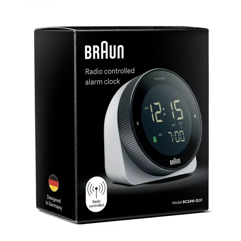 Braun BC24W-DCF wand-/tafelklok radiografische wekker rechthoekig zwart, wit