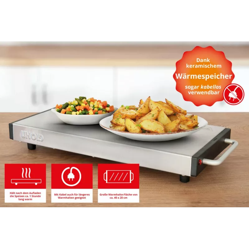 Unold Elena voedselwarmer zwart, RVS