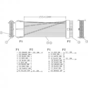 InLine moederbord stroomadapterkabel 20-pins bus / 24-pins EPS-stekker 0,16 m