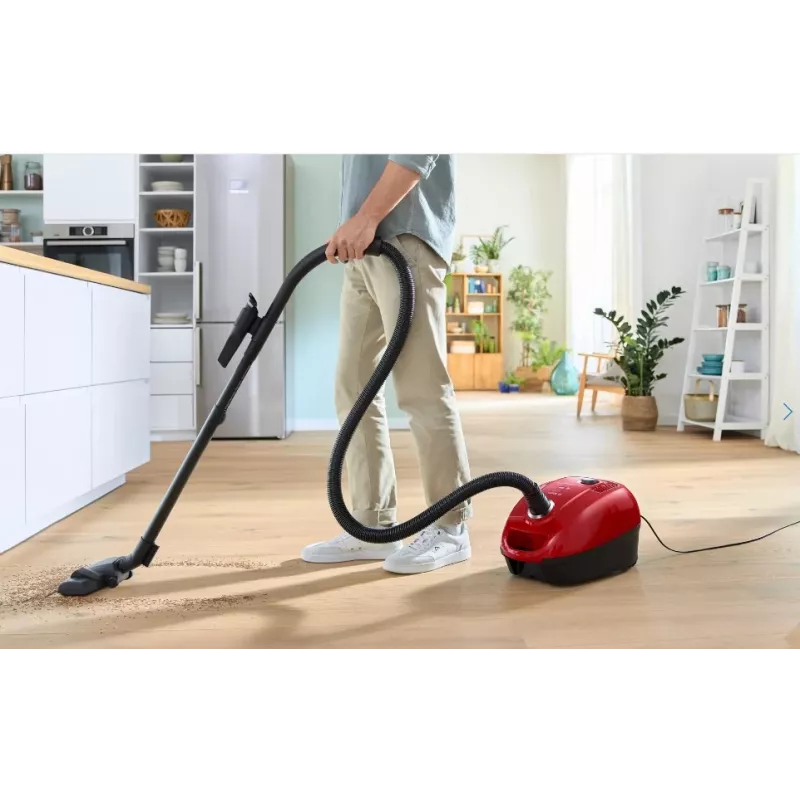 Steelstofzuiger Bosch Serie 4 BGD38RD1H, 600 W, 4 L stofzak, droogzuigen, rood