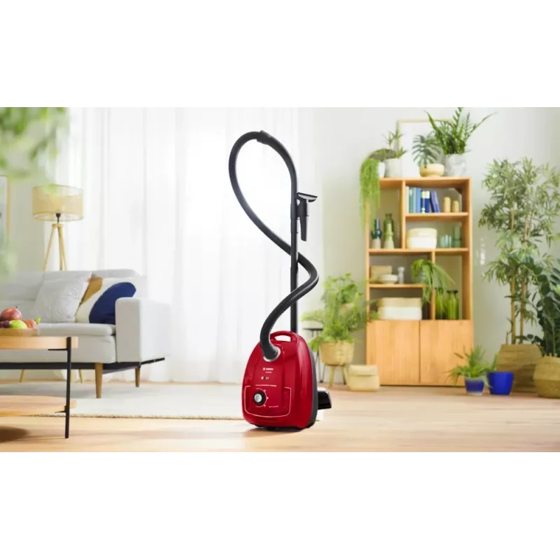 Steelstofzuiger Bosch Serie 4 BGD38RD1H, 600 W, 4 L stofzak, droogzuigen, rood